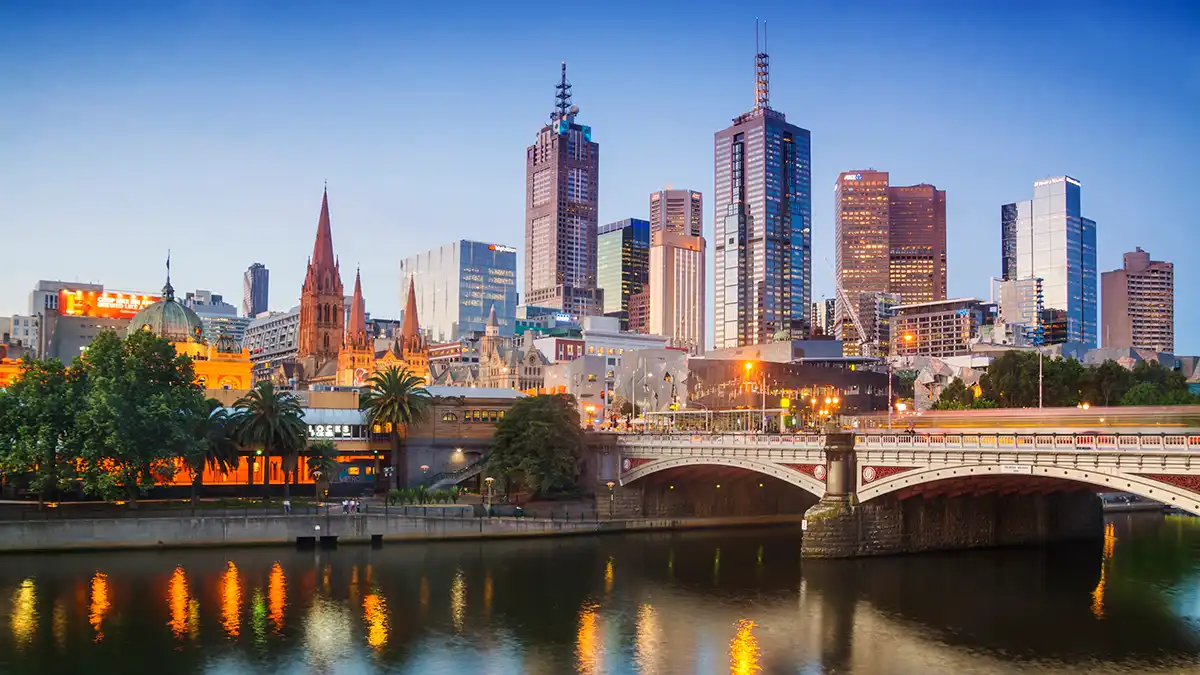 Melbourne city skyline and laneways